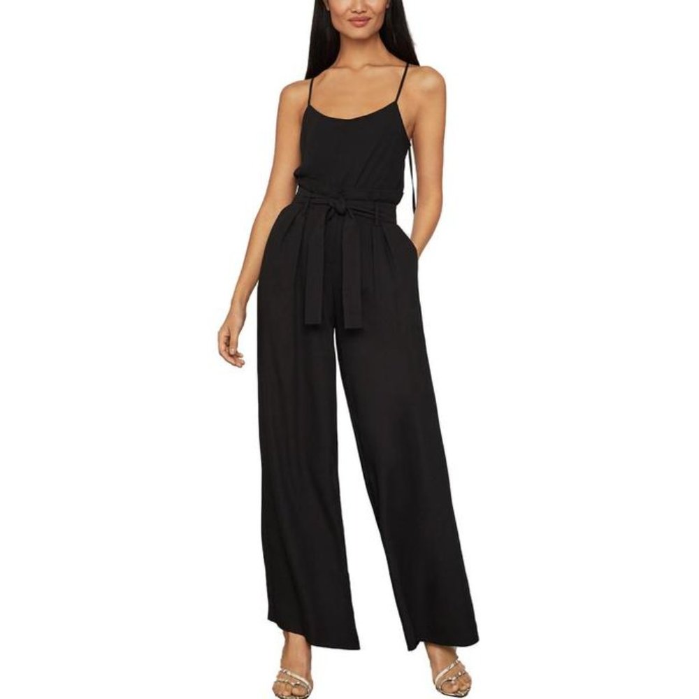 BCBGMAXAZRIA BELTED WIDE LEG HIGH WAISTED PANTS